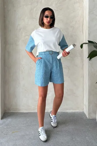 Resim Yenikoza Kadın Kot&Kanvas Şort