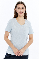 Resim Viole&More 1001 Flamlı Cepli V Yaka Kadın T-shirt