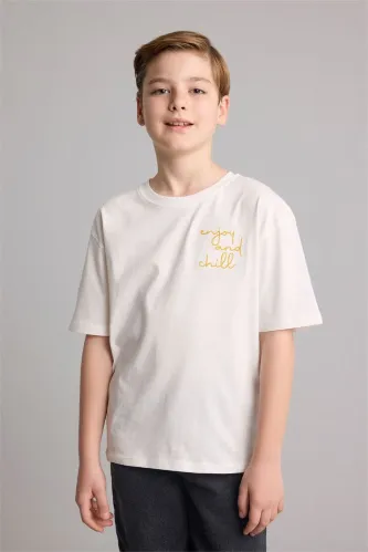 Resim Defacto Erkek Çocuk T-shirt H7563A8/WT34