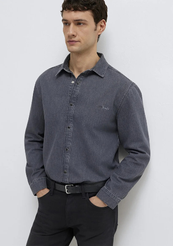 Resim Mavi Roy Erkek Jean Gömlek M0210496-A2097