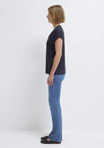 Resim Mavi Kadın Basıc V Yaka T-Shirt M167714-85315