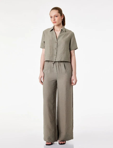 Resim Koton Kadın Kısa Kol Gömlek 6SAK60069PW