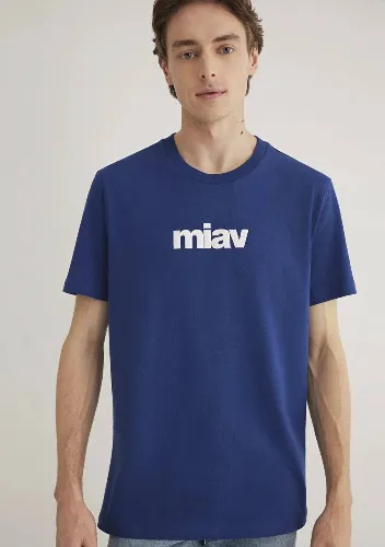 Resim Mavi Miav Baskılı Erkek T-Shirt M067153-70722