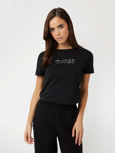 Resim Guess Athleisure  Kadın  T-shirt V3BI11J1314-JBLK Brıana Ss T-Shırt
