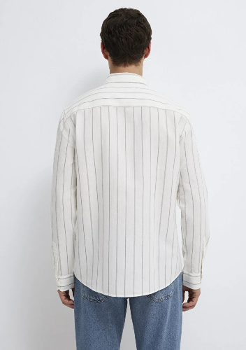 Resim Mavi Çizgili Uzun Kol Erkek Gömlek M0211384-80692