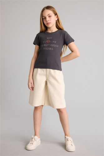 Resim Defacto Kız Çocuk Kot&Kanvas Şort G6366A8/ER233