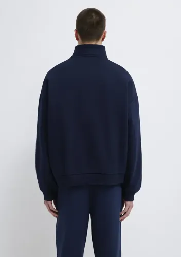 Resim Mavi Yarım Fermuarlı Erkek Sweat M0S10208-70497