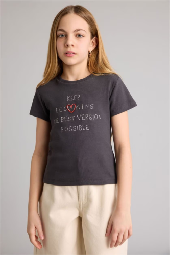 Resim Defacto Kız Çocuk T-shirt H5294A8/AR138