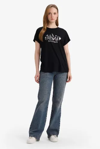 Resim Defacto Kadın T-shirt G2876AX/BK81