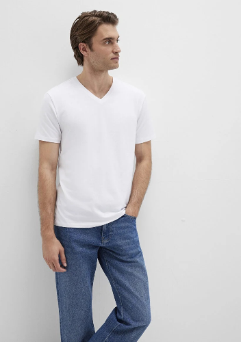 Resim Mavi Stretch V Erkek T-Shirt M061748-620