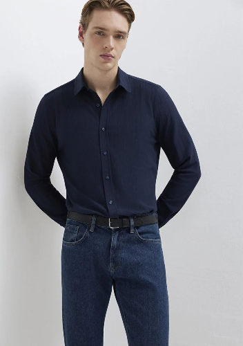 Resim Mavi Erkek Uzun Kol Gömlek M0212062-70497