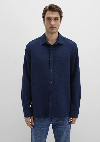 Resim Mavi Erkek Uzun Kol Gömlek M0211518-80872