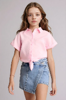 Resim Defacto Kız Çocuk Kısa Kol Gömlek H1519A8/PN441