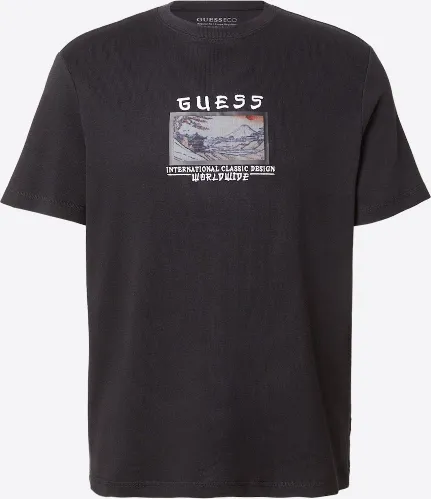 Resim Guess  Erkek  T-shirt M6GI14K2996-JBLK Cn Ss Japan Small Landscape Em