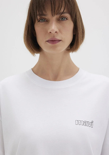 Resim Mavi Kısa Kol Kadın T-Shirt M1611309-620