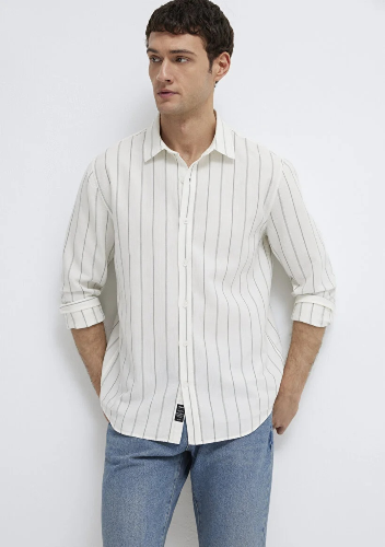 Resim Mavi Çizgili Uzun Kol Erkek Gömlek M0211384-80692