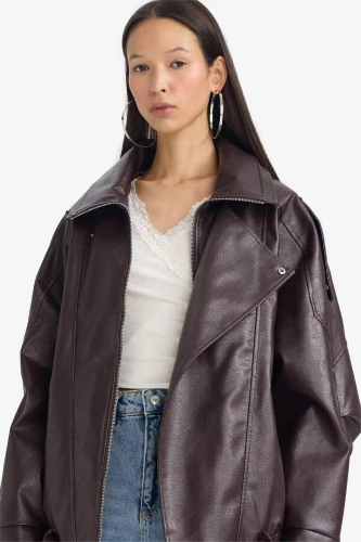 Resim Defacto Kadın Deri Mont G0701AX/BR444