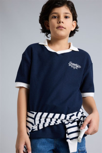 Resim Defacto Erkek Çocuk T-shirt H0933A8/NV64