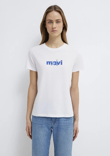 Resim Mavi Baskılı Kadın T-Shirt M1613287-620