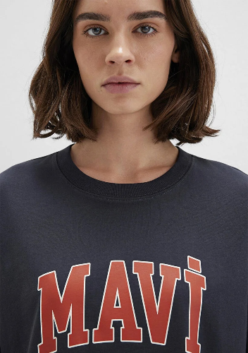 Resim Mavi Baskılı Kadın T-shirt M1600843-82185