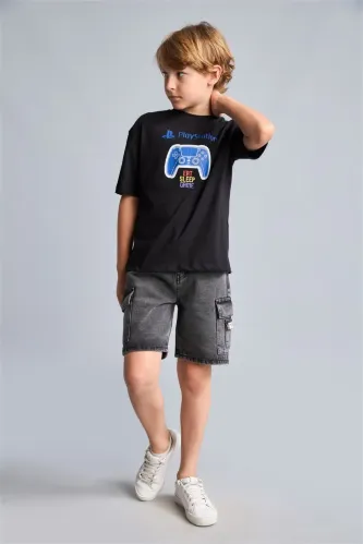Resim Defacto Erkek Çocuk T-shirt H8307A8/BK81