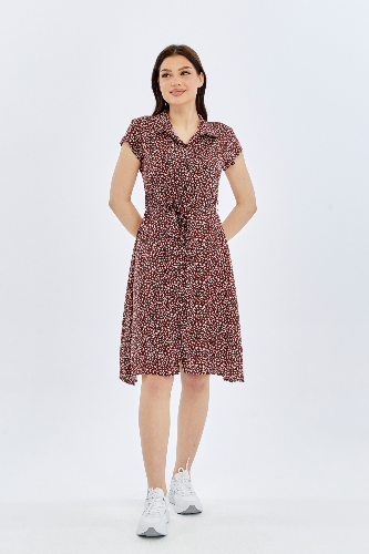 Resim Viole&More Kadın Elbise 8375-Kadın Çıtır Desenli Düğmeli