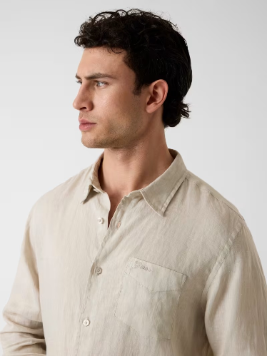 Resim Guess  Erkek  Gömlek M6GH59W1827-F1PV Eco Napa Lınen Solıd Ls Shırt