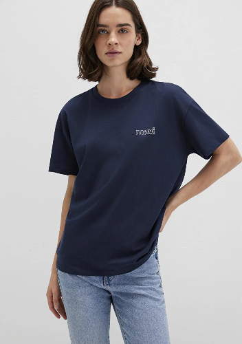 Resim Mavi Kısa Kollu Kadın T-Shirt M1611309-70490