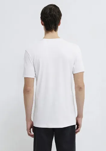 Resim Mavi V Yaka Erkek T-Shirt M063748-620