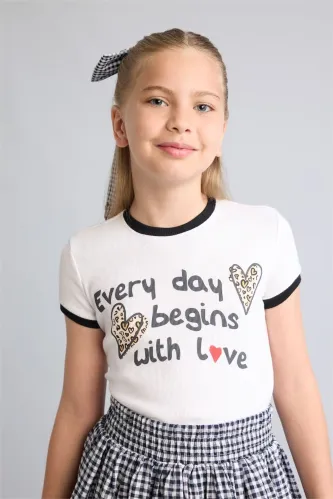 Resim Defacto Kız Çocuk T-shirt H8189A8/WT34