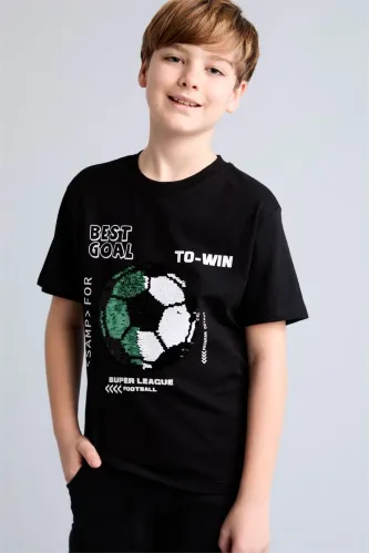 Resim Defacto Erkek Çocuk T-shirt H6386A8/BK81