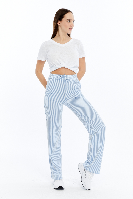 Resim Viole&More Kadın Kanvas Pantolon 2497 Çizgili
