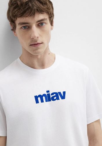 Resim Mavi Miav Baskılı Erkek T-Shirt M067153-620