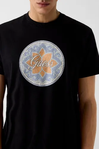 Resim Guess  Erkek  T-shirt M6GI48K3583-JBLK Ss Bsc Mosaıc Tıle Tee