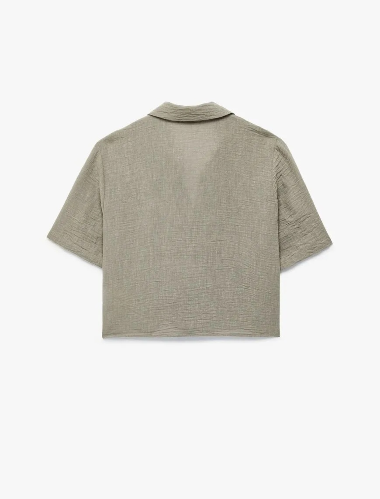 Resim Koton Kadın Kısa Kol Gömlek 6SAK60069PW