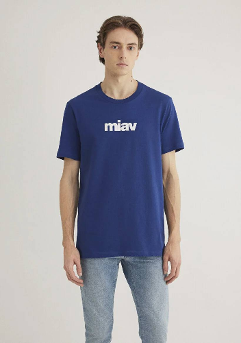Resim M067153-70722 Mavi Miav Baskılı Erkek T-Shirt