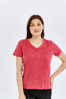 Resim Viole&More 1001 Flamlı Cepli V Yaka Kadın T-shirt