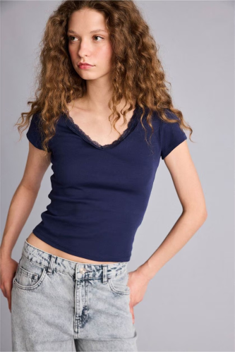 Resim Defacto Kadın T-shirt H1786AX/NV31