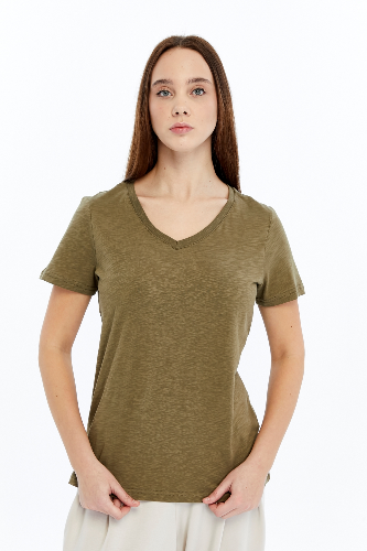 Resim Viole&More 1002 Flamlı  V Yaka Kadın T-shirt