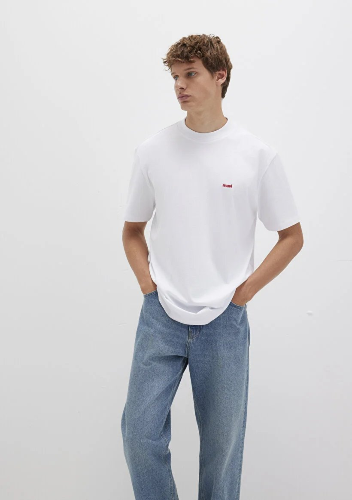 Resim Mavi Baskılı Erkek T-Shirt M0612216-620