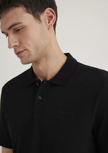 Resim Mavi Polo Yaka Erkek T-Shirt M0611837-900