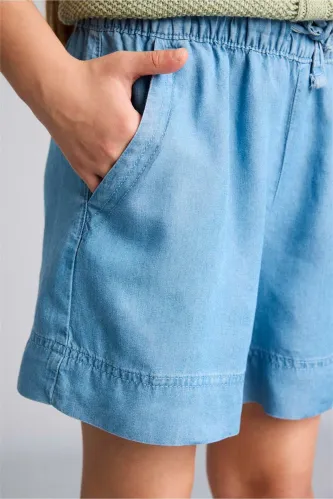 Resim Defacto Kız Çocuk Kot&Kanvas Şort G6381A8/NM39