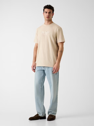 Resim Guess Logo Contrast Stıt Guess  Erkek  T-shirt M6GI16K3032-G1FG Cn Ss