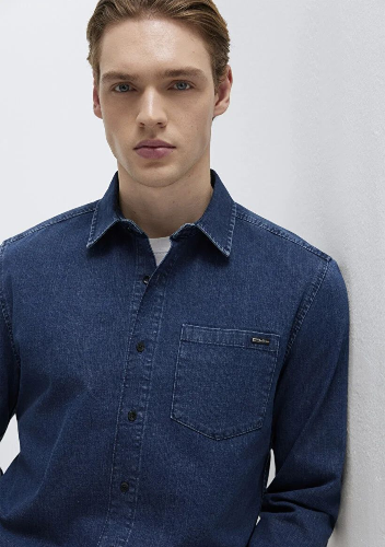 Resim Mavi Eric Erkek Jean Gömlek M0211504-91348