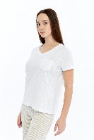 Resim Viole&More 1001 Flamlı Cepli V Yaka Kadın T-shirt