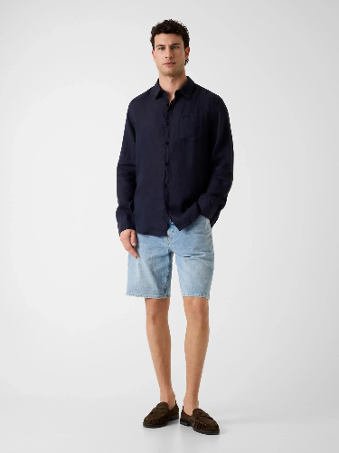 Resim Guess  Erkek  Gömlek M6GH59W1827-F73J Eco Napa Lınen Solıd Ls Shırt