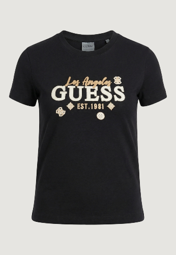 Resim Guess Athleisure  Kadın  T-shirt V6GI02K2963-JBLK Agnes Ss Cn T-Shırt
