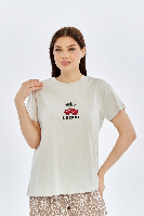 Resim Viole&More Kadın T-Shirt Yk22 Cherry Baskılı