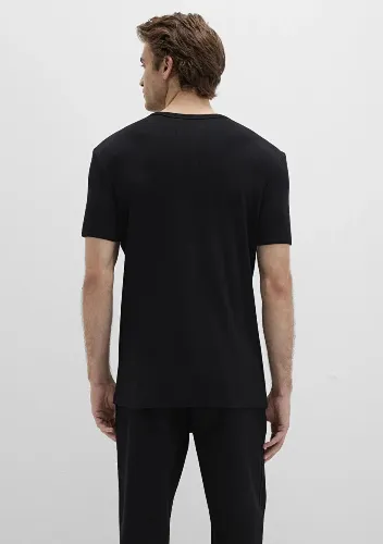 Resim Mavi V Yaka Erkek T-Shirt M063748-900