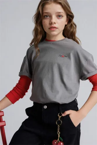 Resim Defacto Kız Çocuk T-shirt H5033A8/GR83
